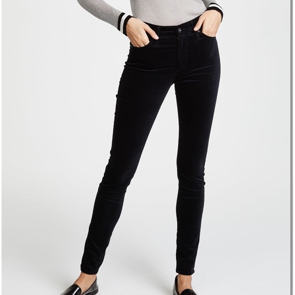 Ag Adriano Goldschmied Pants - AG Farah The Legging Super Skinny Black Velvet
